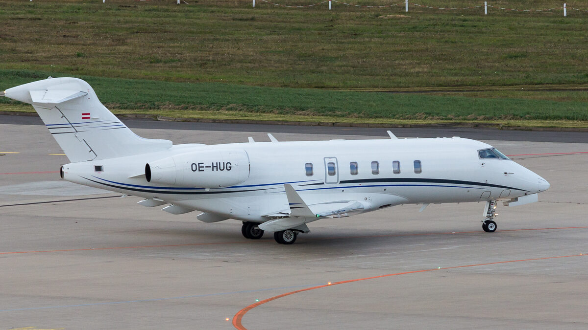 Bombardier Challenger 350 super-midsize jet on the ramp